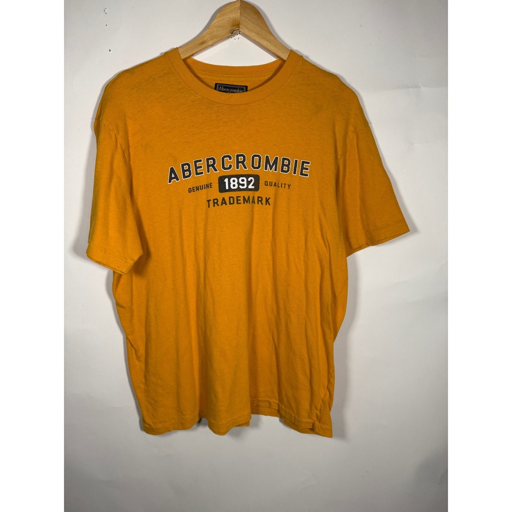 Abercrombie Fitch Mens Orange Graphic T Shirt 1892‎ Trademark Logo Size L